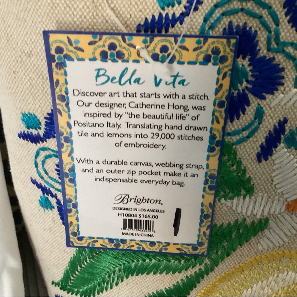 Brighton Bella Vita Embroidered Canvas Medium Messenger Bag - Picture 2 of 12